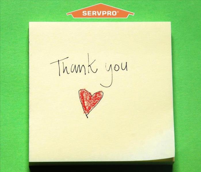 thank you on post it green background